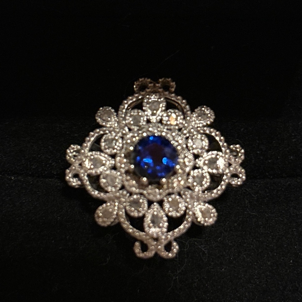 Lab Created Sapphire and Genuine Diamond Ring